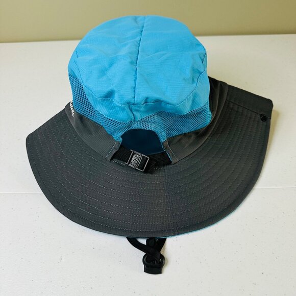 SunShade Womens Wide Brim Blue Foldable Bucket Hat Sun Hat With Ponytail Hole - Picture 6 of 8